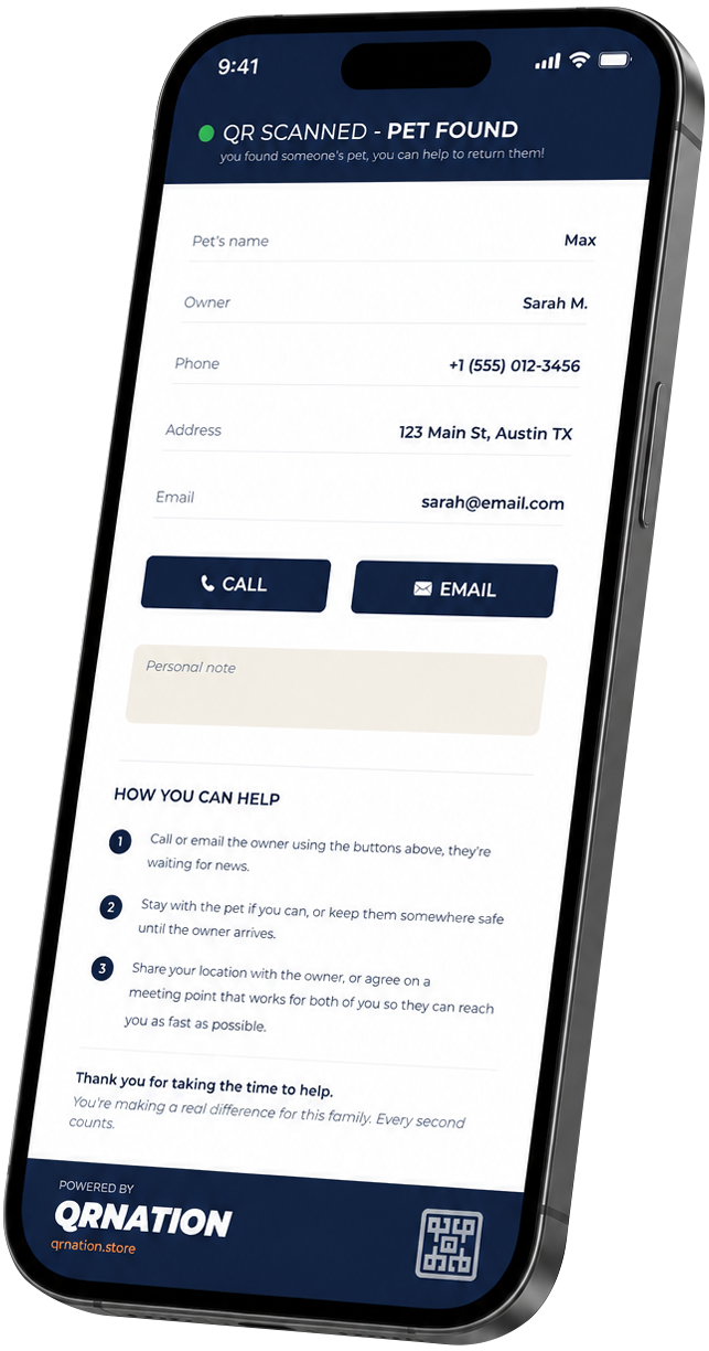 QR Nation form, mobile interface
